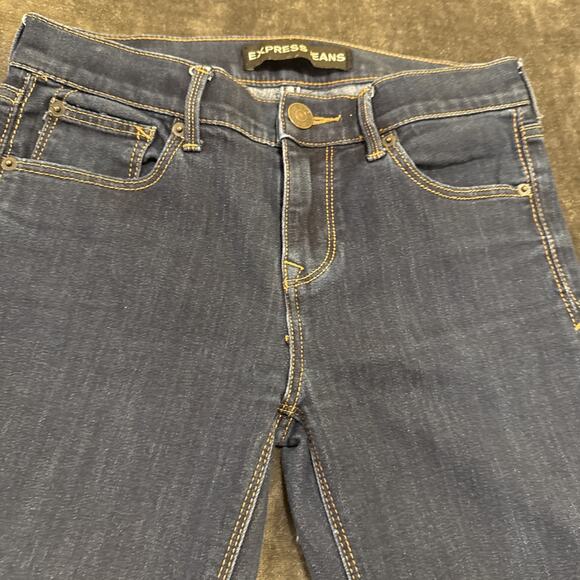 Express Jeans Women's Skinny Mid Rise Stretch Denim Blue Dark Wash Size 2S - Picture 6 of 16